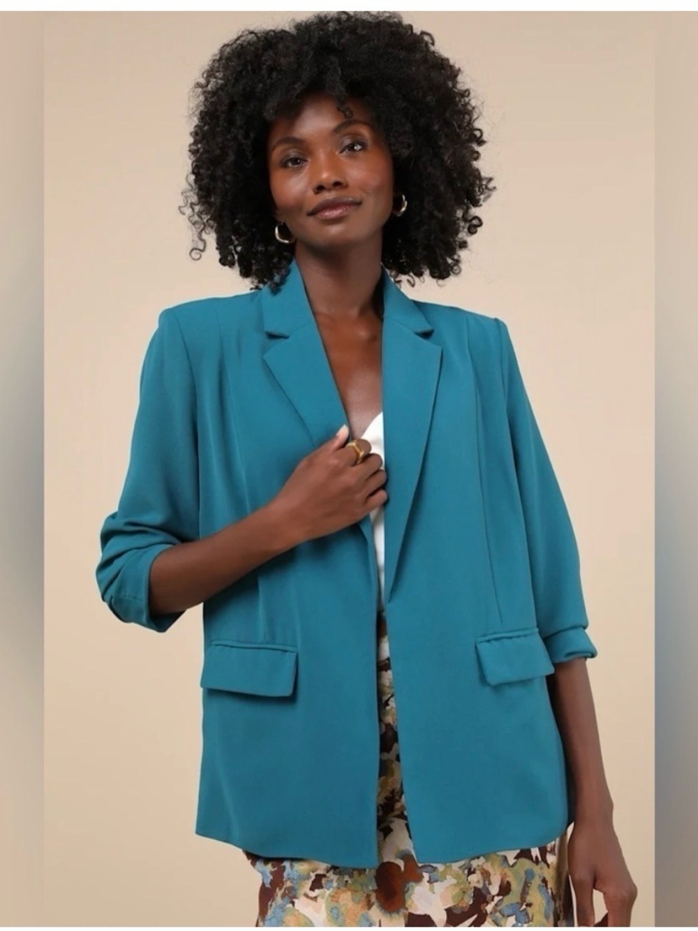 Steve Madden Teal Open-Front Women's Blazer